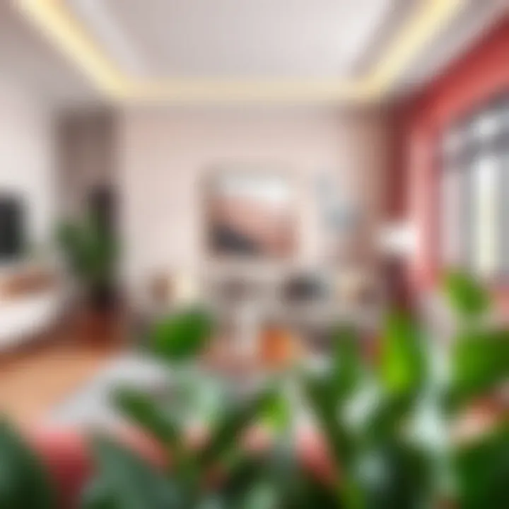 Modern living room with trendy paint colors