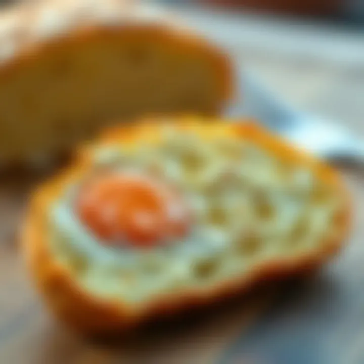 Close-up of crispy airfried egg bread with golden edges