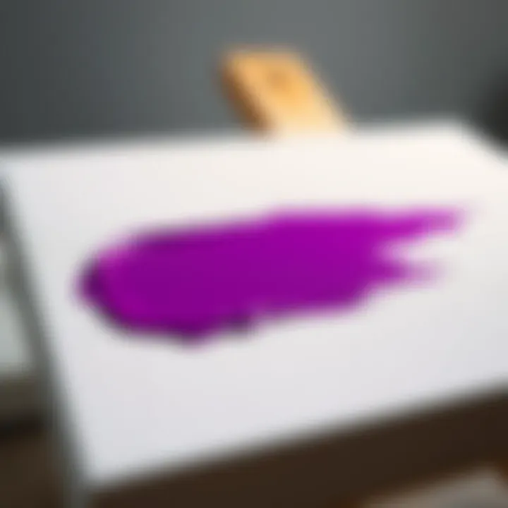 Close-up of purple paint on a canvas