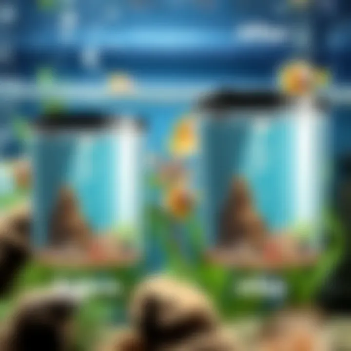 Before and after comparison of aquarium filter cleaning