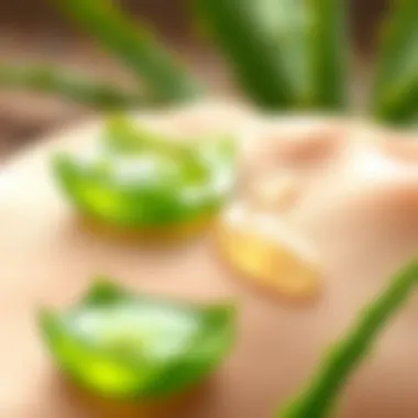 Soothing aloe vera gel applied on skin