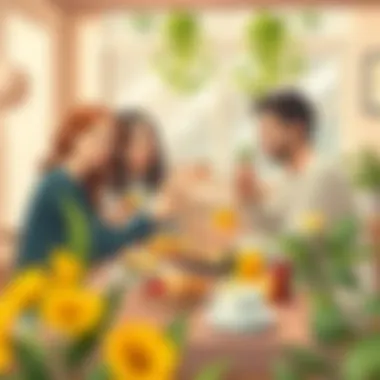 Friends Sharing a Delightful Breakfast A cozy gathering of friends enjoying breakfast together