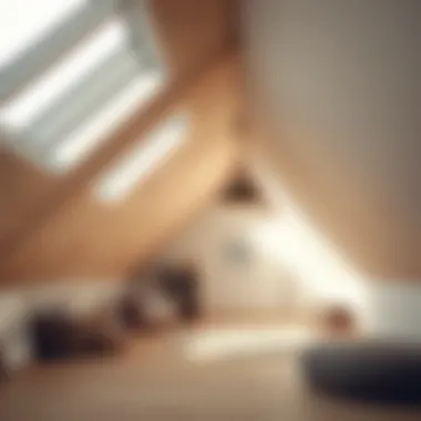 Modern Minimalist Attic with Natural Light Modern attic space with minimalist ceiling and natural light.