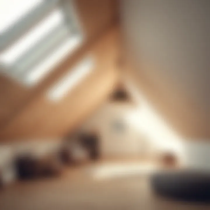 Modern Minimalist Attic with Natural Light Modern attic space with minimalist ceiling and natural light.