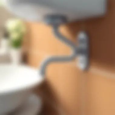 Close-up of wall brackets for sink support