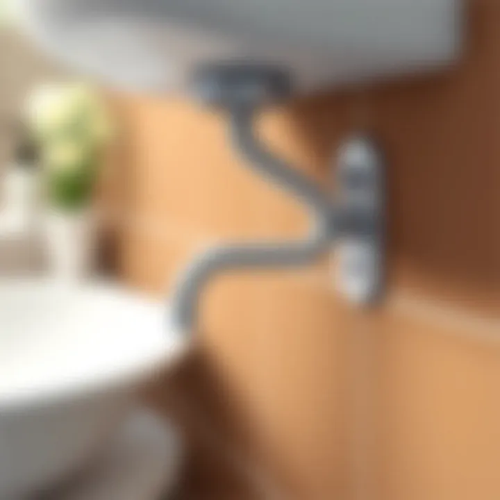 Close-up of wall brackets for sink support