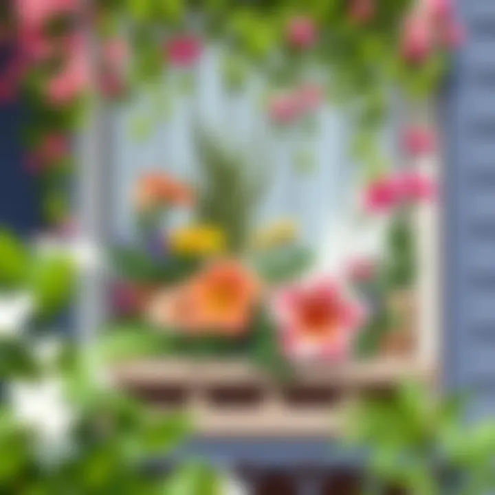 A beautifully arranged balcony garden with large blooms