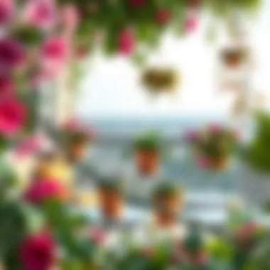 A serene balcony atmosphere with lush floral decorations