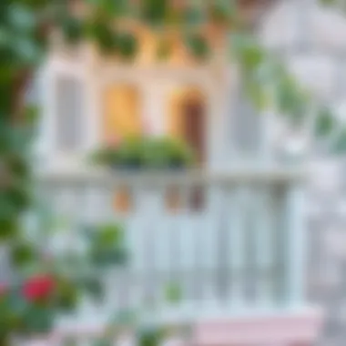 Beautifully painted balcony railing enhancing outdoor decor