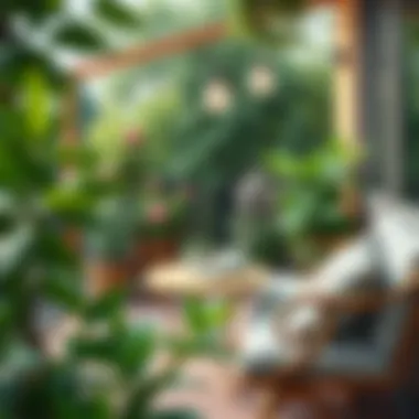 Cozy balcony coffee setup with elegant furniture