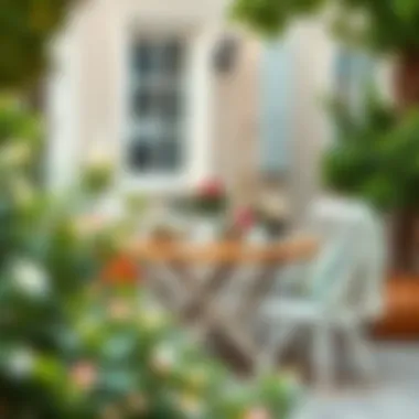 Chic outdoor table with decorative plants