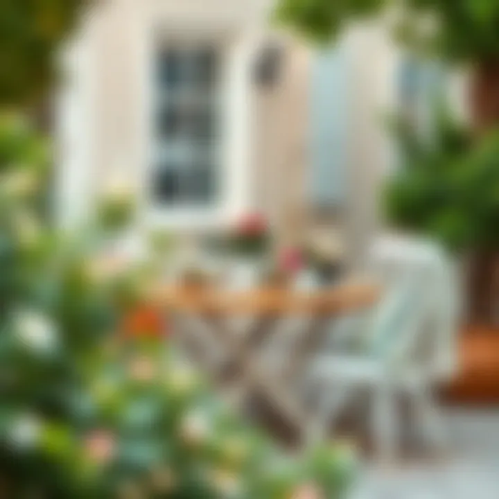 Chic outdoor table with decorative plants