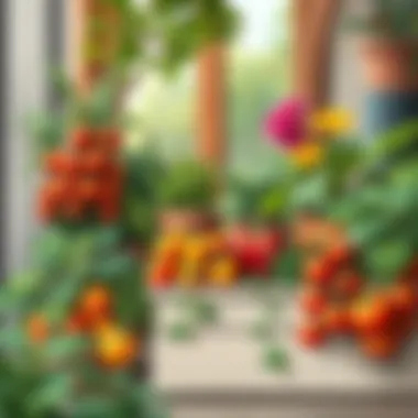 Vibrant balcony garden with fresh vegetables