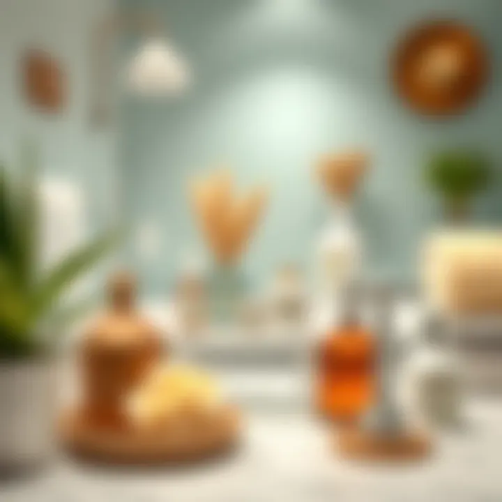 Stylish arrangement of decorative objects in bathroom