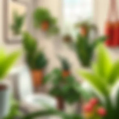 Stylish arrangement of potted plants enhancing bathroom decor