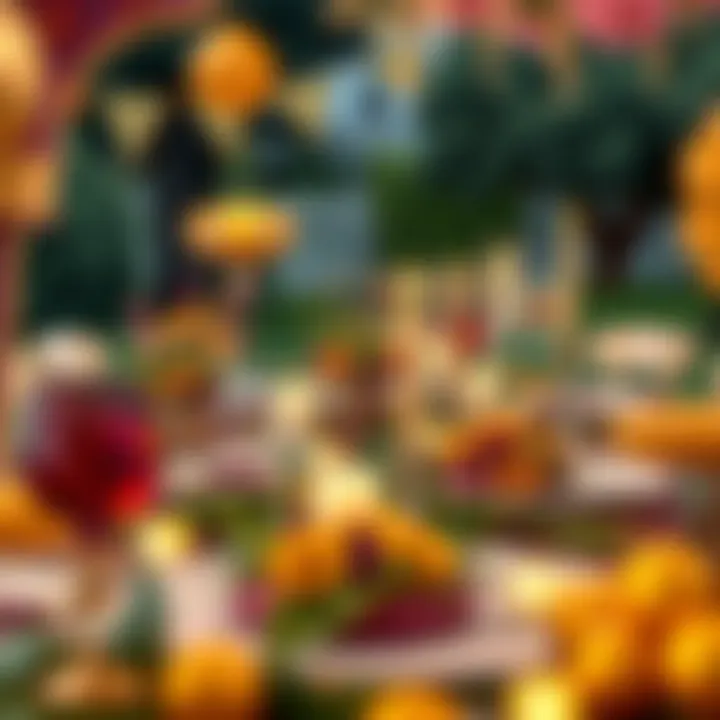 Themed table setup for a birthday party featuring unique centerpieces