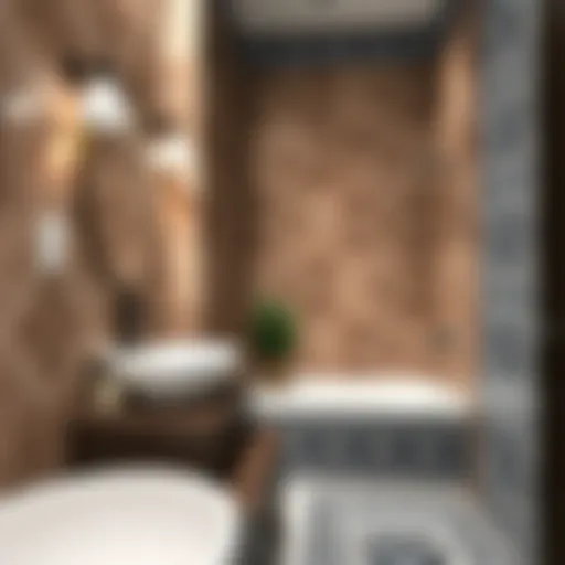 Elegant bathroom lif showcasing intricate patterns