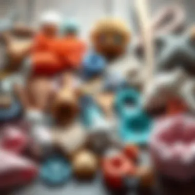 An assortment of crafting materials used for making door decorations for newborns