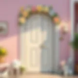 A beautifully crafted baby door decoration with pastel colors and floral elements