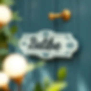 Close-up of personalized baby door sign featuring a name and decorative motifs