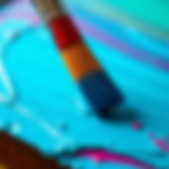 Close-up of paintbrush applying a vibrant color