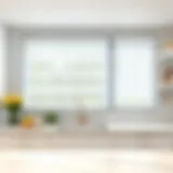 Elegant white slatted kitchen blinds enhancing decor