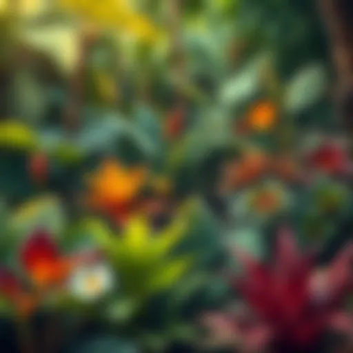 A vibrant jungle showcasing diverse plant species