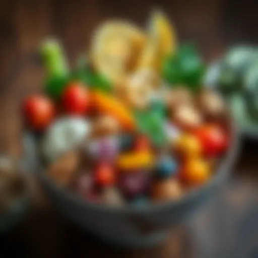 A colorful bowl filled with diverse ingredients, showcasing various textures and colors