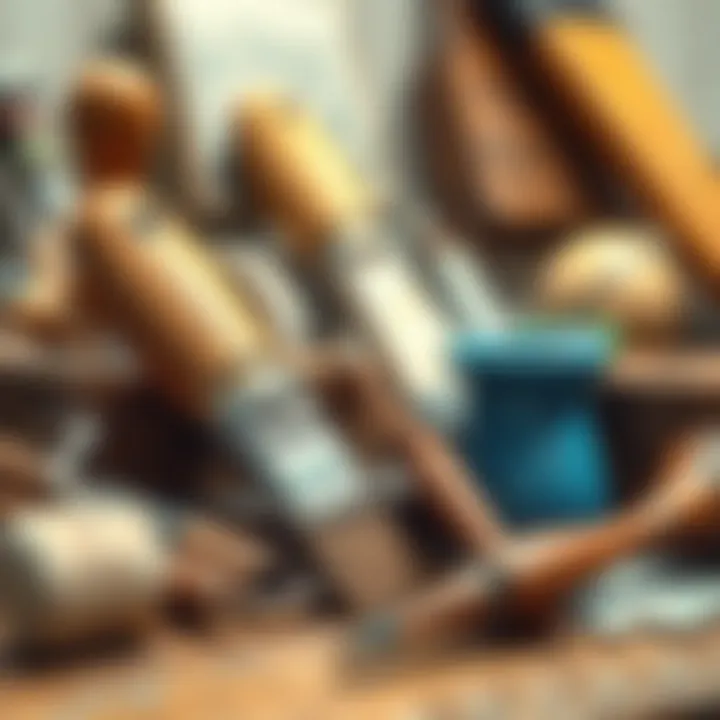 A collection of historical painting tools and materials