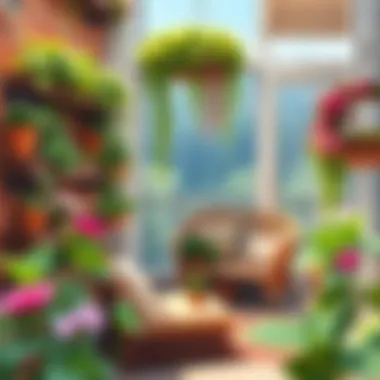 Charming balcony with vertical garden and cozy seating area