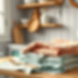 Clean kitchen cloths neatly arranged