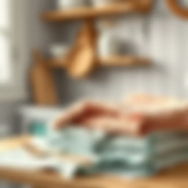 Neatly Arranged Kitchen Cloths Clean kitchen cloths neatly arranged