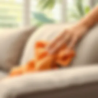 Microfiber Cloth Cleaning Technique Cleaning a sofa with a microfiber cloth