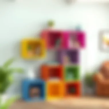 Colorful cube shelves enhancing a playful atmosphere