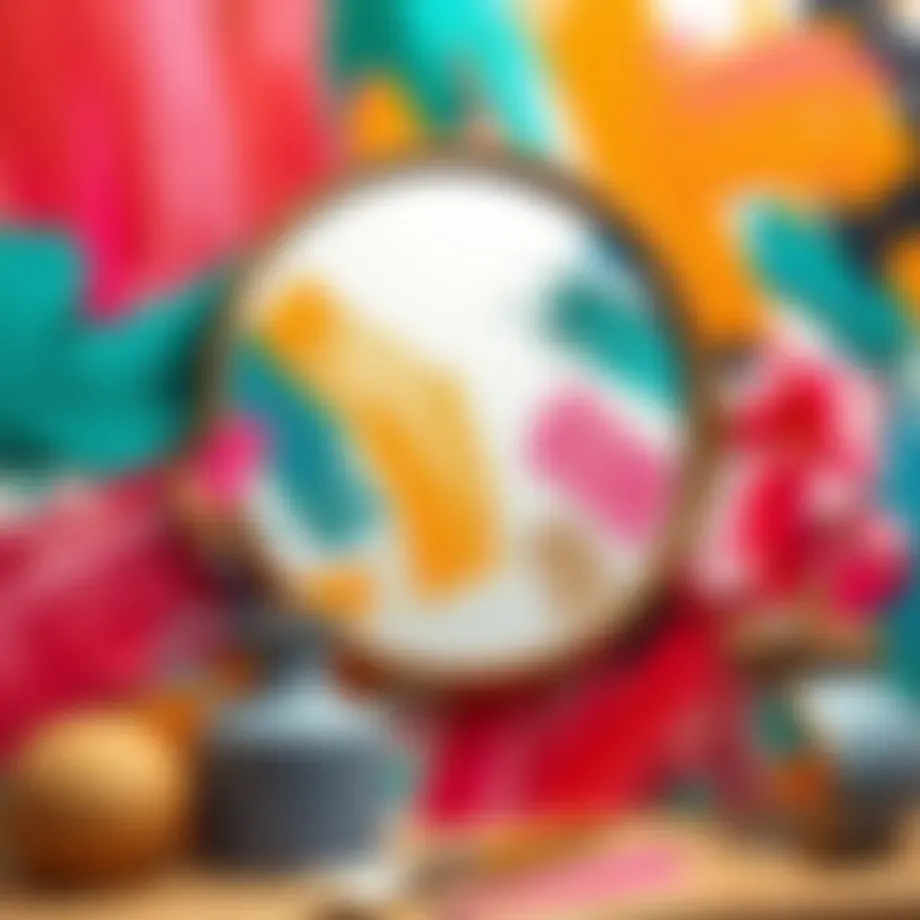 Vibrant mirror design showcasing artistic brush strokes