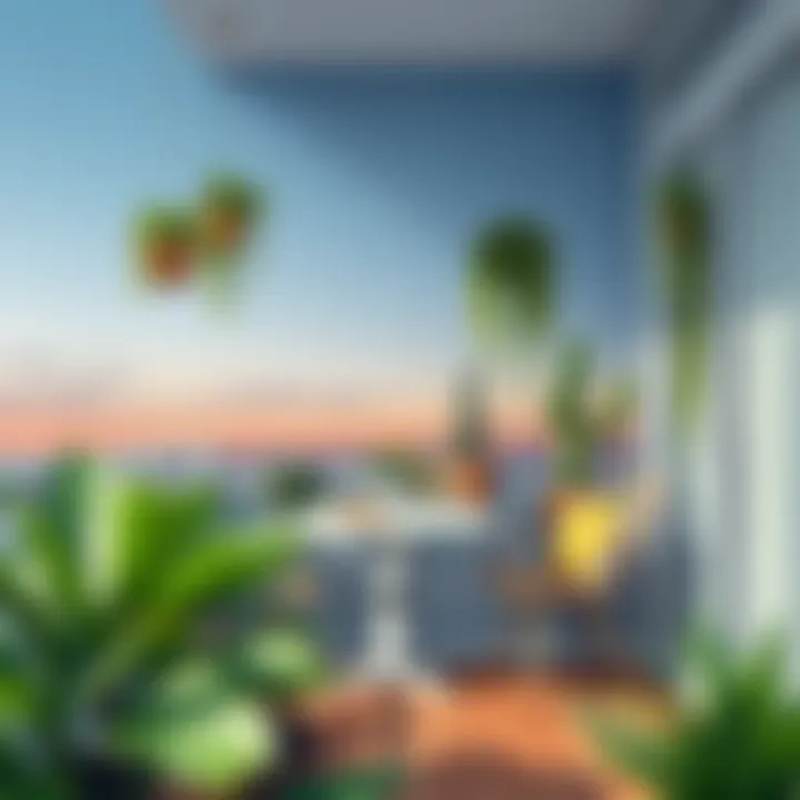 Creative use of space in a compact balcony with artistic decor