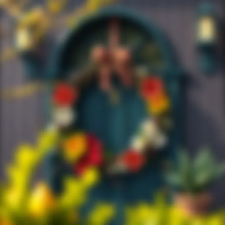 Creative door wreath enhancing entrance appeal