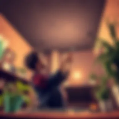 A DIY enthusiast working on a suspended ceiling project