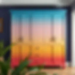 A beautifully painted cabinet showcasing a gradient of colors