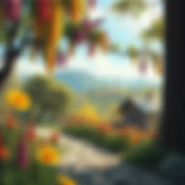 Harmonious Blooms: Seasonal Landscape Aesthetic A picturesque landscape with different seasonal flowers, creating a harmonious scene.