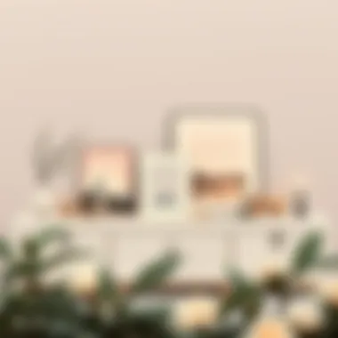 A minimalist console table showcasing art and candles