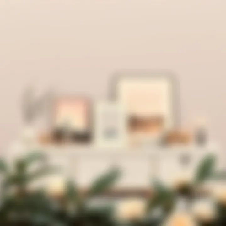 A minimalist console table showcasing art and candles