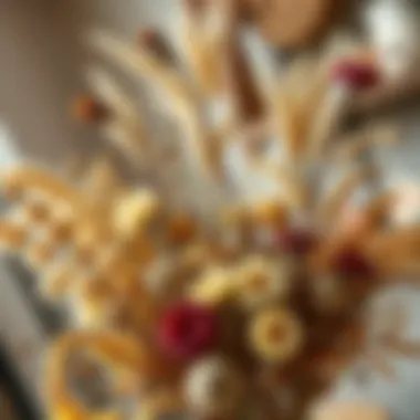 Creative Decor with Dried Flowers An artistic arrangement of dried flowers used in a creative home decor setting.