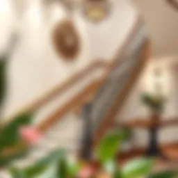 Elegant duplex staircase with artistic wall decor