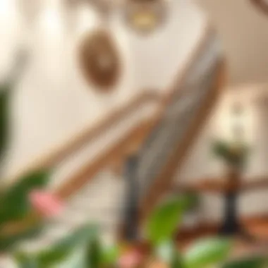 Elegant duplex staircase with artistic wall decor