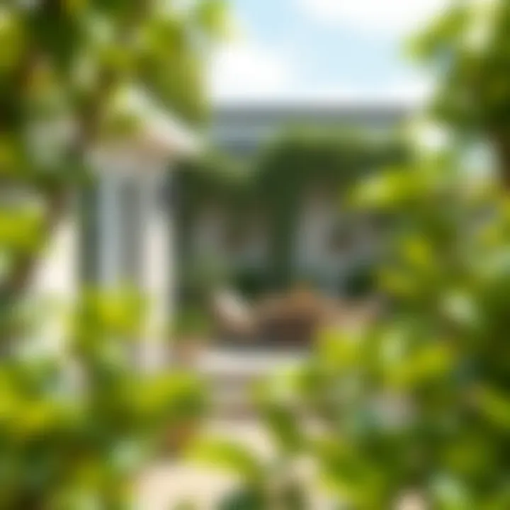 Artistic Elements in Duplex Terraces Elegant duplex terrace with greenery and artistic elements