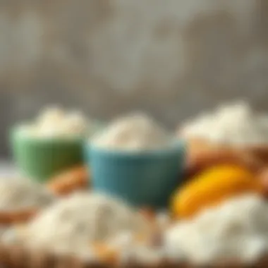 A vibrant display of various types of flour used in bread making