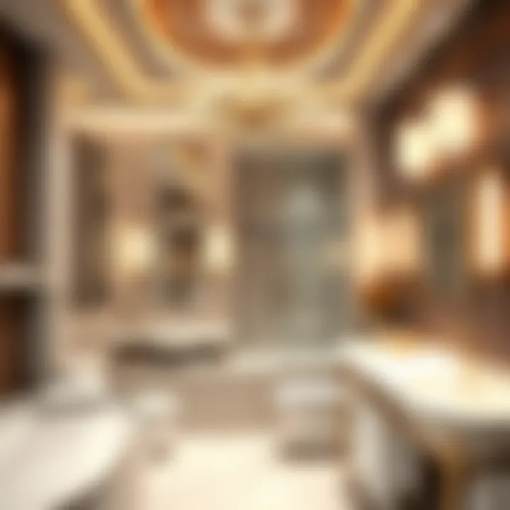 Elegant Hilton bathroom featuring stylish lighting and luxurious materials