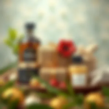 Stylish arrangement of items for a gift package