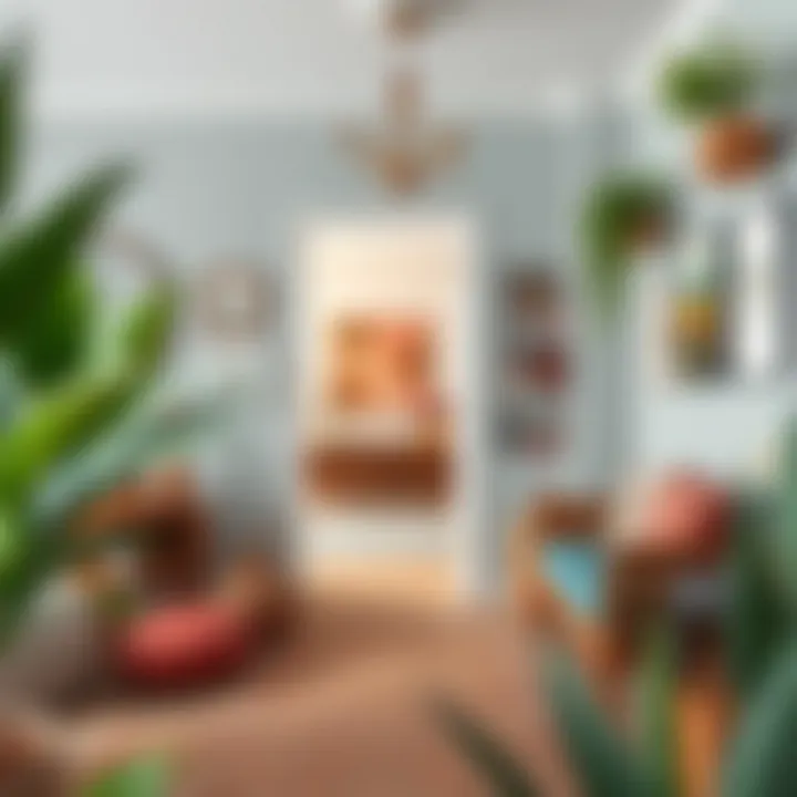 Inviting foyer with vibrant decor and functional storage solutions